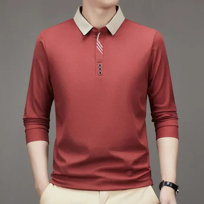 (COMPRE 1 LEVE 2 )Camisa Comprida Polo Homem Fino + Brinde: Relógio De Luxo Quartzo Deyros