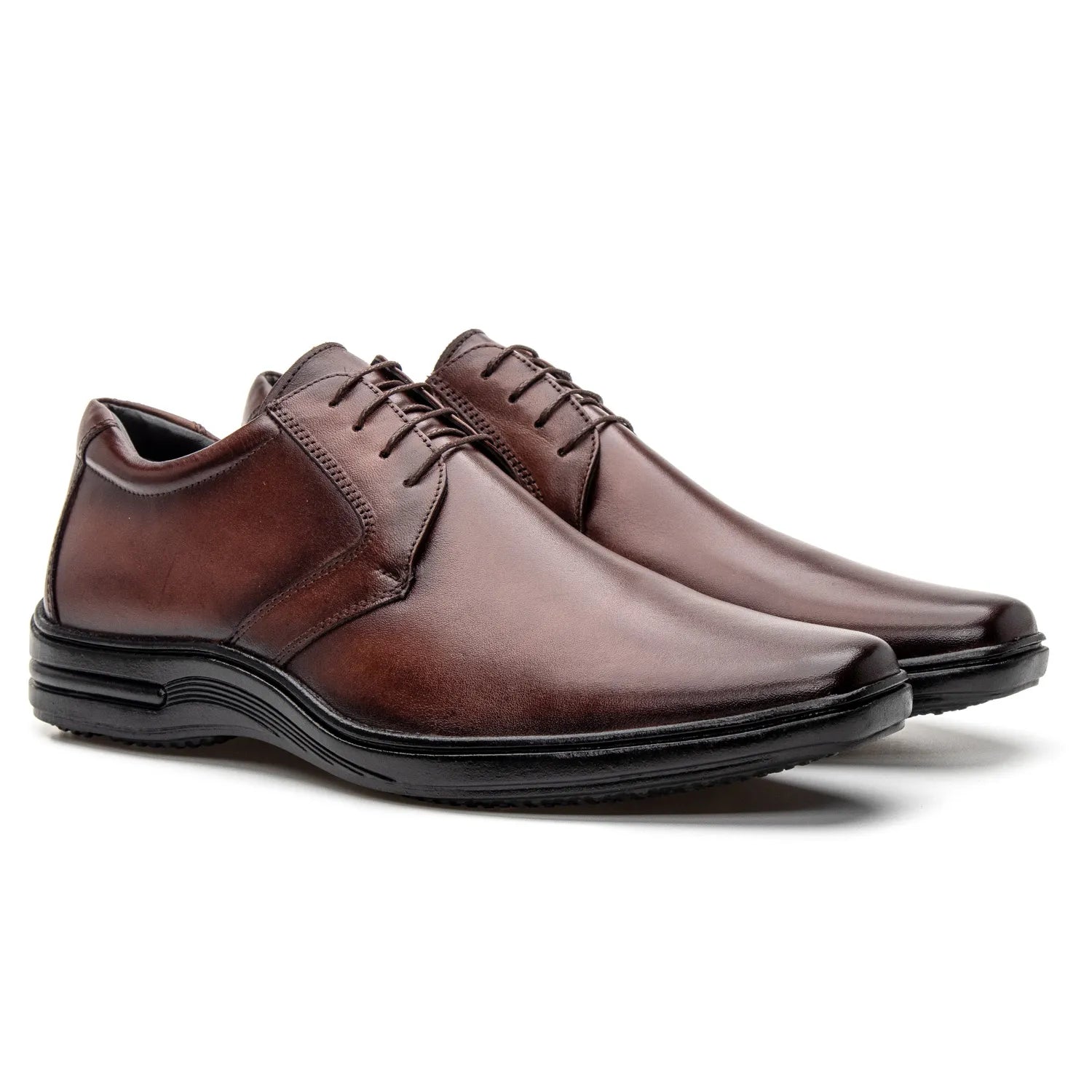 Sapato de Couro Masculino Conforto Vértice Tabaco Vibe Class™