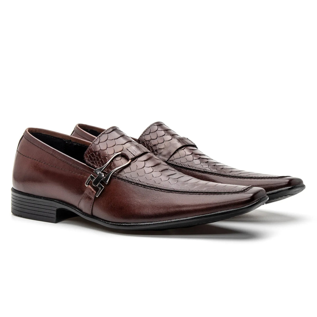 Sapato Social Vanguarda Tabaco com Textura de Cobra - 4603