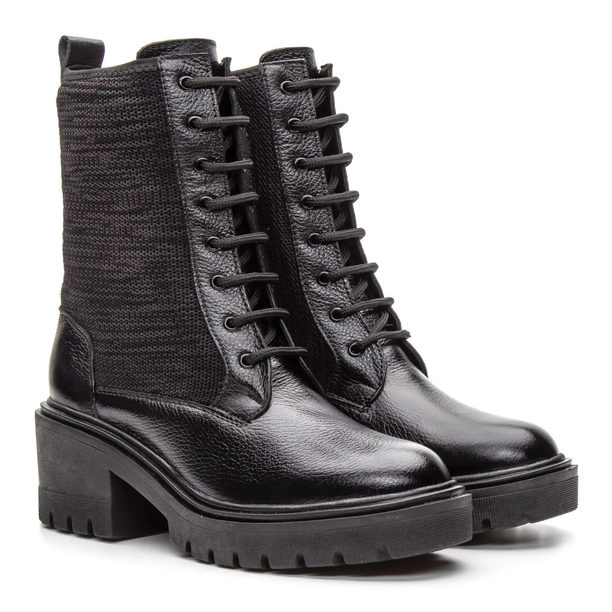 Bota Valora Feminina Cano Médio Knit Preta - 3753