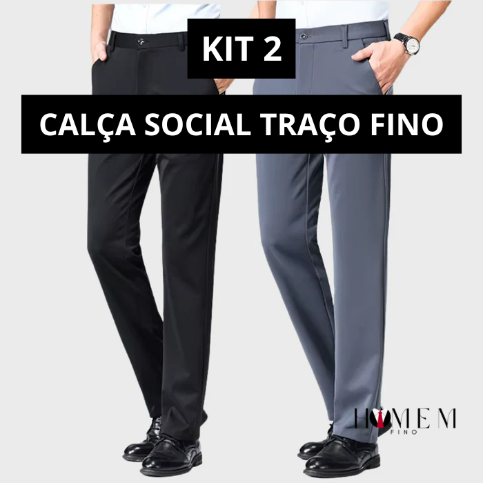 (COMPRE 1 LEVE 2) Calça Social Traço Fino + Cinto Social Couro