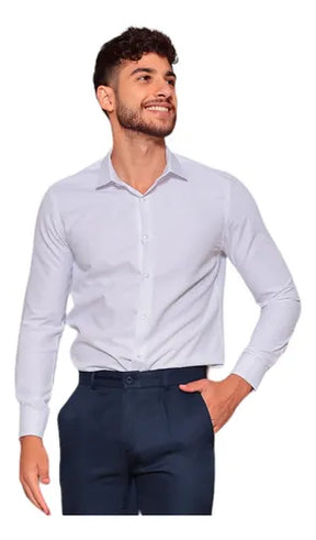 (COMPRE 1 LEVE 3) Camisa Social Masculina Slim Com Elastano Premium