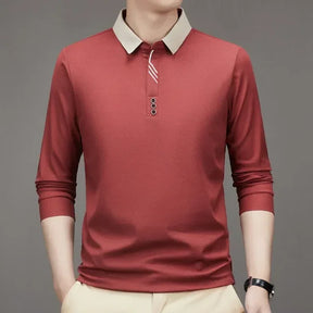(COMPRE 1 LEVE 2 )Camisa Comprida Polo Homem Fino + Brinde: Relógio De Luxo Quartzo Deyros