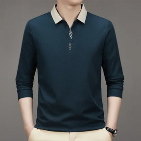 (COMPRE 1 LEVE 2 )Camisa Comprida Polo Homem Fino + Brinde: Relógio De Luxo Quartzo Deyros