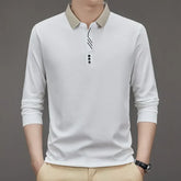 (COMPRE 1 LEVE 2 )Camisa Comprida Polo Homem Fino + Brinde: Relógio De Luxo Quartzo Deyros