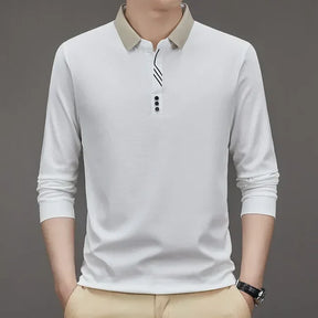 (COMPRE 1 LEVE 2 )Camisa Comprida Polo Homem Fino + Brinde: Relógio De Luxo Quartzo Deyros