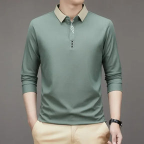 (COMPRE 1 LEVE 2 )Camisa Comprida Polo Homem Fino + Brinde: Relógio De Luxo Quartzo Deyros