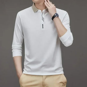 (COMPRE 1 LEVE 2 )Camisa Comprida Polo Homem Fino + Brinde: Relógio De Luxo Quartzo Deyros