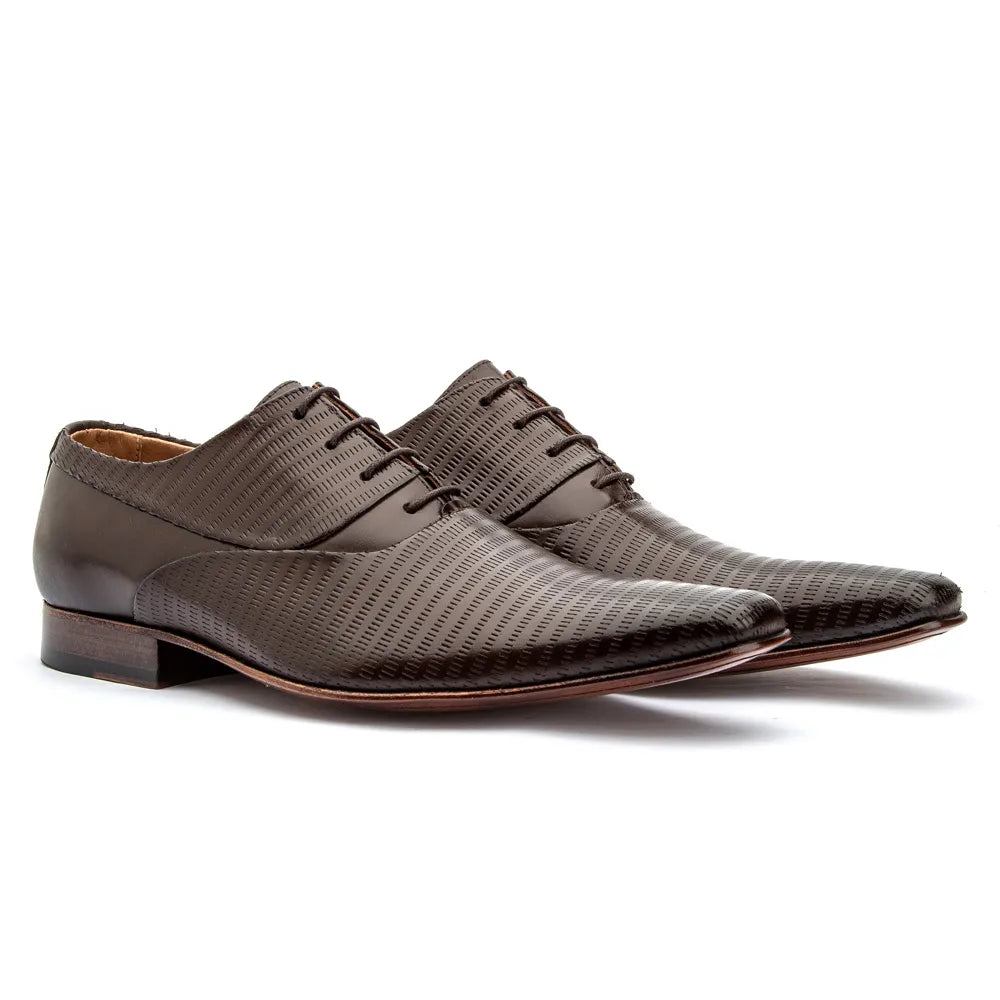 Sapato Vittorio Social Oxford com Textura Mouro - 328